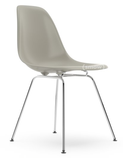 Eames Plastic Side Chair RE DSX, Kieselstein, Ohne Polsterung, Ohne Polsterung, Standardhöhe - 43 cm, Verchromt