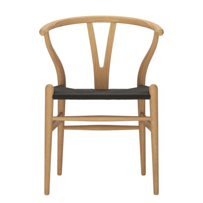 CH24 Wishbone Chair, Eiche geölt, Geflecht schwarz