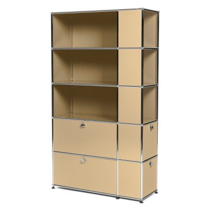 USM Haller Bücherregal mit seitlichen Fächern, USM beige