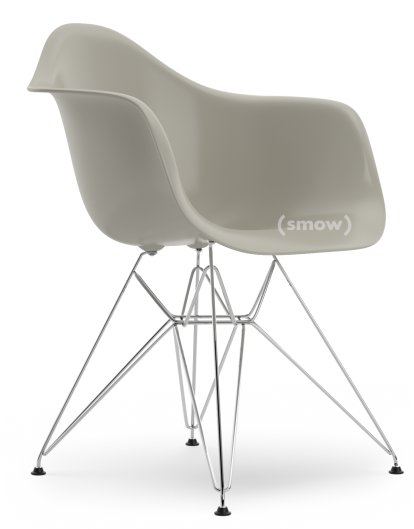 Eames Plastic Armchair RE DAR, Kieselstein, Ohne Polsterung, Ohne Polsterung, Standardhöhe - 43 cm, Verchromt