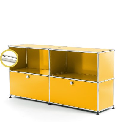 USM Haller E Sideboard L mit Fachbeleuchtung, Goldgelb RAL 1004, Kaltweiß