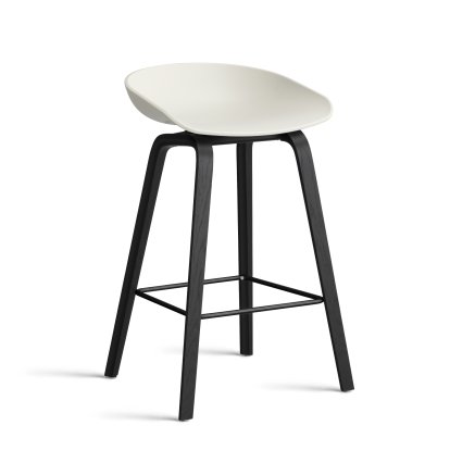 About A Stool AAS 32 Barhocker, Küchenvariante: Sitzhöhe 64 cm, Eiche schwarz lackiert, Melange cream 2.0