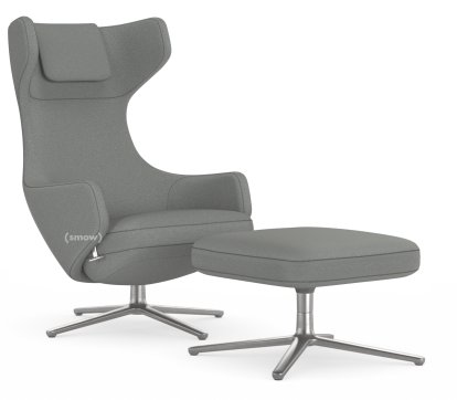Grand Repos Loungesessel, Sessel Grand Repos & Ottoman, Stoff Cosy 2 Kieselgrau, 45 cm, Poliert