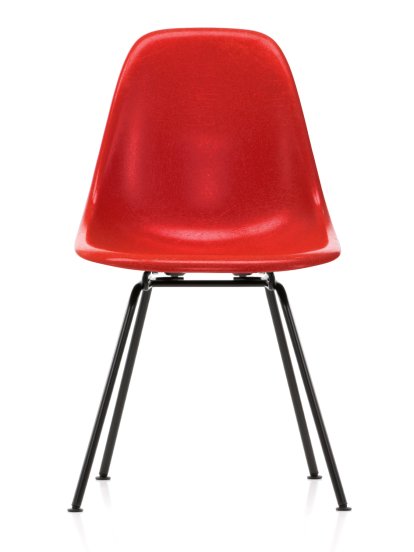 Eames Fiberglass Chair DSX, Eames classic red, Pulverbeschichtet basic dark glatt