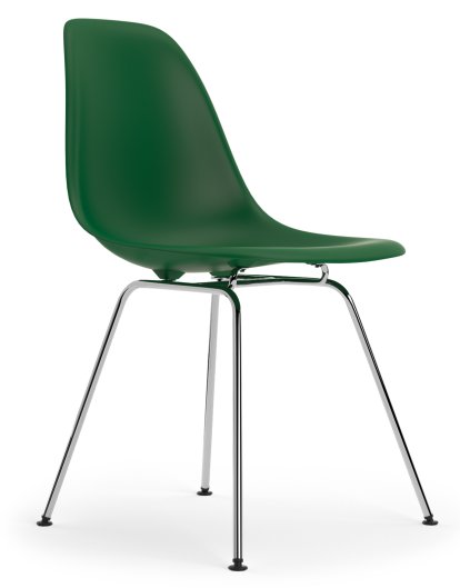 Eames Plastic Side Chair RE DSX, Smaragd, Ohne Polsterung, Ohne Polsterung, Standardhöhe - 43 cm, Verchromt