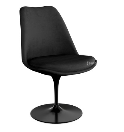 Saarinen Tulip Stuhl, nicht drehbar, gepolsterte Innenschale und Sitzkissen, schwarz, Black (Eva 138)