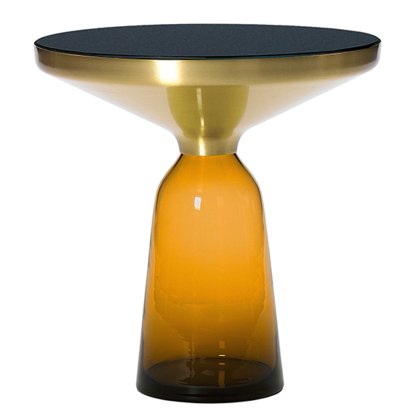 Bell Beistelltisch, Messing, klar lackiert, Bernsteinorange