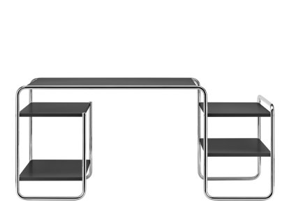 S 285 Schreibtisch, Esche offenporig decklackiert tiefschwarz, 4 Fachböden