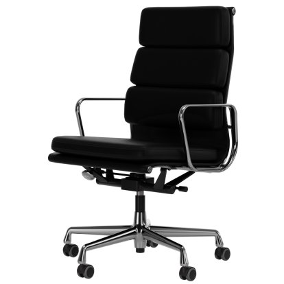 Soft Pad Chair EA 219, Poliert, Leder Standard nero, Plano nero, Weich für harte Böden
