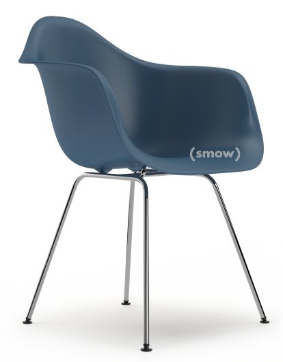 Eames Plastic Armchair RE DAX, Meerblau, Ohne Polsterung, Ohne Polsterung, Standardhöhe - 43 cm, Verchromt