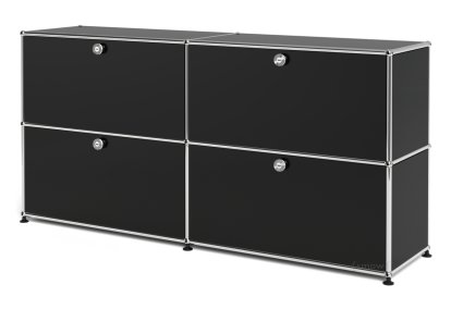 USM Haller Sideboard L, individualisierbar, Graphitschwarz RAL 9011, Mit 2 Klappen, Mit 2 Klappen