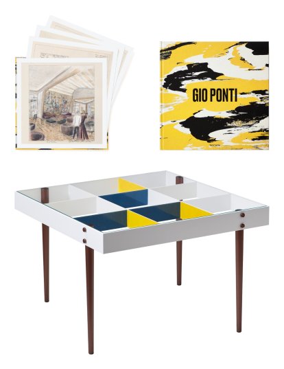 Gio Ponti Art Edition (Set aus Tisch + Buch + Kunstdrucken)