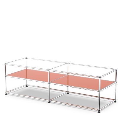 USM Haller Beistelltisch Typ 1, Glas, Reinorange RAL 2004