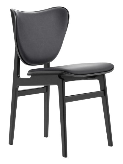 Elephant Dining Chair, Eiche schwarz lackiert, Leder Dunes anthrazit