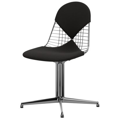 Wire Chair DKL, Aluminium poliert, Sitz- und Rückenkissen (Bikini), Dunkelgrau