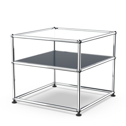 USM Haller Beistelltisch Typ 2, Glas, Stahlblau RAL 5011