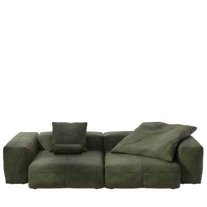 Vetsak Sofa Set 2, L, Leather - Olive, Mit Kissen