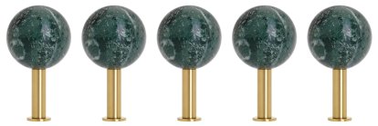 Dots Stone Wandhaken 5er Set, Verde Guatemala / Messing