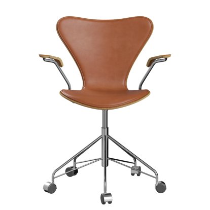 Serie 7 Drehstuhl 3117 / 3217 Frontpolsterung, Mit Armlehnen, Holz klar lackiert, Ulme klar lackiert, Walnut, Chrome
