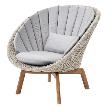 Peacock Loungesessel, Medium flat soft Rope - Sand, Natté - Light grey