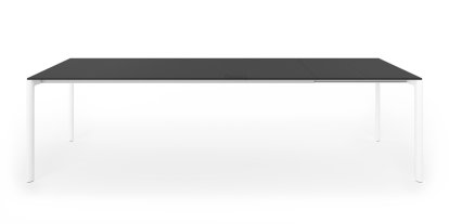 Maki Esstisch, L 209-283 x B 90 cm, Fenix schwarz mit schwarzer Kante, Aluminium weiß lackiert