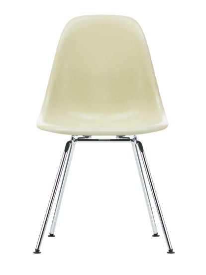 Eames Fiberglass Chair DSX, Eames parchment, Glanzchrom