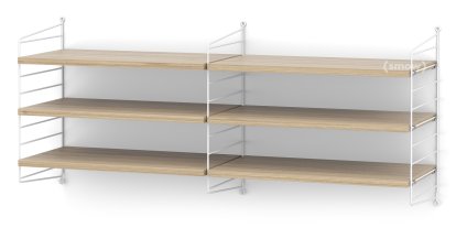 String System Wandregal M, 30 cm, Weiß, Eichefurnier