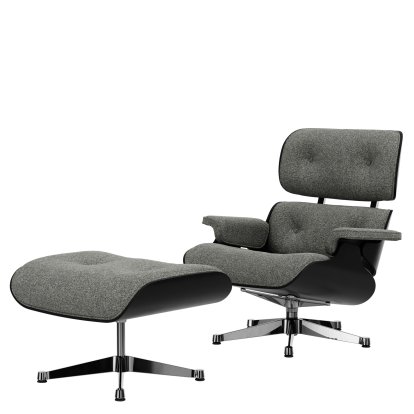 Eames Lounge Chair & Ottoman Nubia, Salt'n'pepper / Kastanie, schwarz