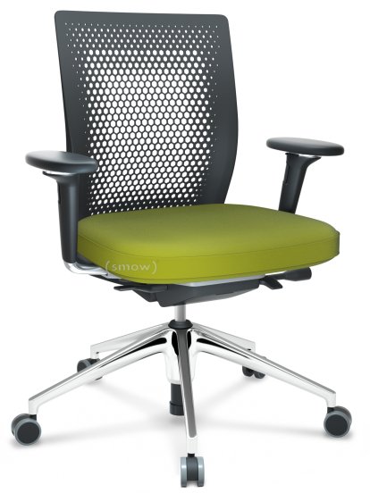 ID Air, Basic dark, Stoff Plano-68 avocado, Basic dark, 5-Stern Untergestell, Aluminium poliert, Mit 3D-Armlehnen, Weich für harte Böden