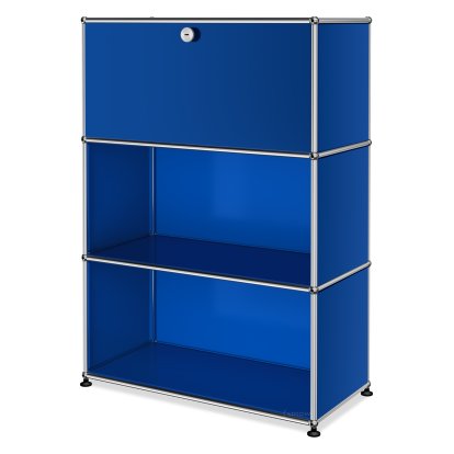 USM Haller Highboard M, individualisierbar, Enzianblau RAL 5010, Mit Klappe, Offen, Offen