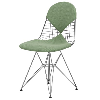 Wire Chair DKR , Glanzchrom, Sitz- und Rückenkissen (Bikini), Apollo mint / creme