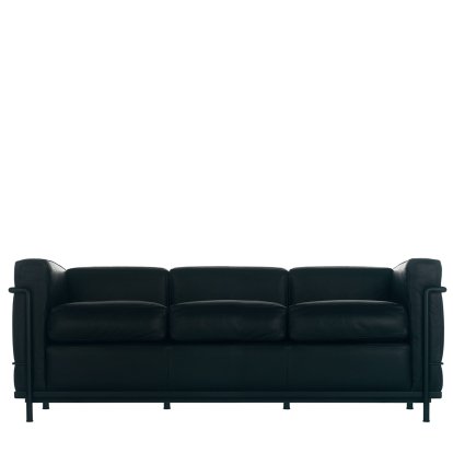 2 Fauteuil Grand Confort, petit modèle, trois places, Schwarz matt lackiert, Leder Scozia, Grafitschwarz