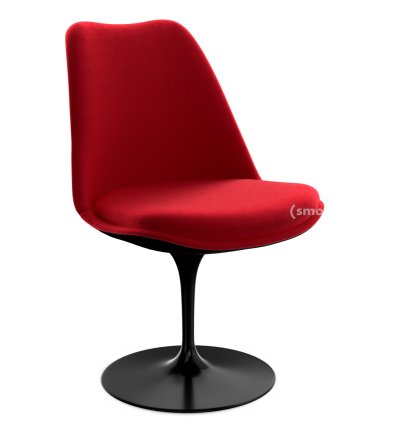 Saarinen Tulip Stuhl, nicht drehbar, gepolsterte Innenschale und Sitzkissen, schwarz, Bright Red (Tonus 130)