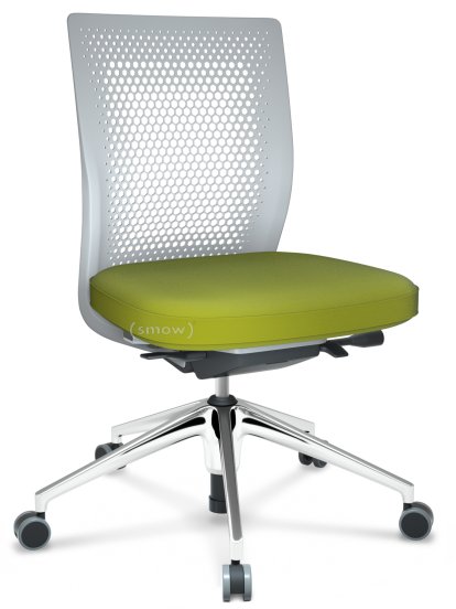 ID Air, Soft grey, Stoff Plano-68 avocado, Basic dark, 5-Stern Untergestell, Aluminium poliert, Ohne Armlehnen, Hart für Teppichboden