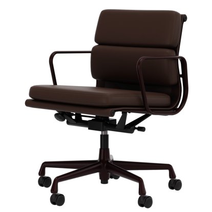 Soft Pad Chair EA 217, Aluminium pulverbeschichtet dunkel-bordeaux, Leder Standard kastanie, Plano braun