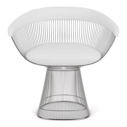 Platner Armlehnsessel, Leder Volo, White