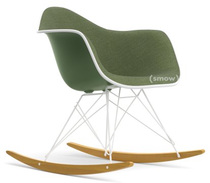 Eames Plastic Armchair RE RAR mit Polsterung, Forest, Mit Vollpolsterung, Elfenbein / forest, Weiß, Weiß/Ahorn gelblich
