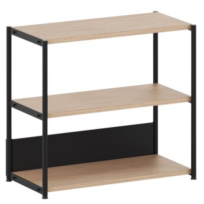 Unit Highboard Holz, Offen, Eiche / Graphitschwarz
