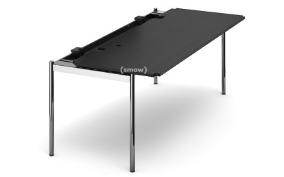 USM Haller Tisch Advanced, 200 x 75 cm, 06-Eiche lackiert schwarz, Klappe links
