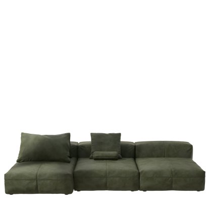 Vetsak Sofa Set 4, Leather - Olive, Mit Kissen