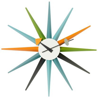 Sunburst Wanduhr, Mehrfarbig