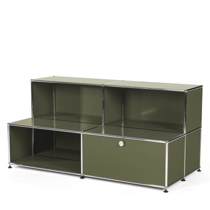 USM Haller Kinder Sideboard M mit Stufen, Olivgrün RAL 6003