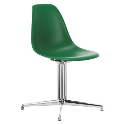 Eames Plastic Side Chair DSL, Smaragd, Ohne Polsterung, Ohne Polsterung, Aluminium poliert