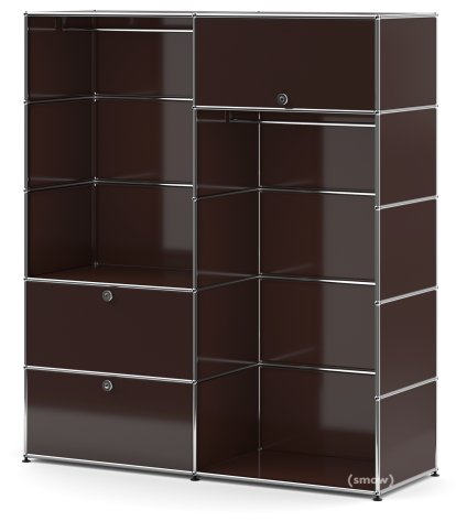 USM Haller Garderobe L mit 2 Kleiderstangen, USM braun