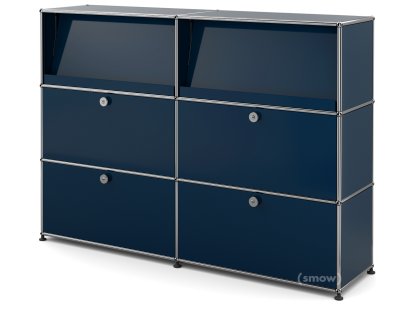 USM Haller Highboard L mit Schrägtablaren, Stahlblau RAL 5011