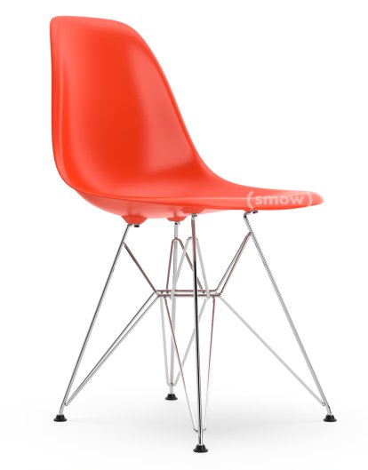 Eames Plastic Side Chair RE DSR, Rot (poppy red), Ohne Polsterung, Ohne Polsterung, Standardhöhe - 43 cm, Verchromt