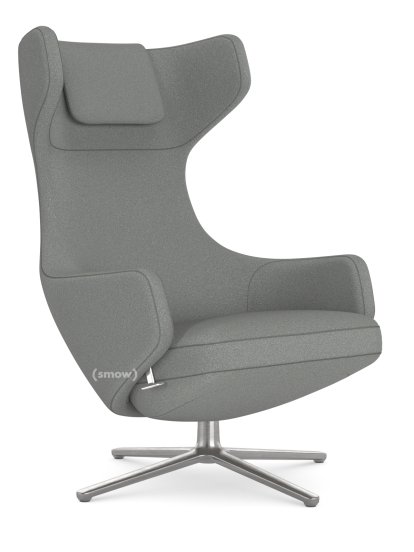 Grand Repos Loungesessel, Sessel Grand Repos, Stoff Cosy 2 Kieselgrau, 40 cm, Poliert