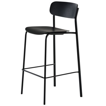 S 243 H Barhocker, Tiefschwarz (RAL 9005), Eiche gebeizt schwarz (TP 29)