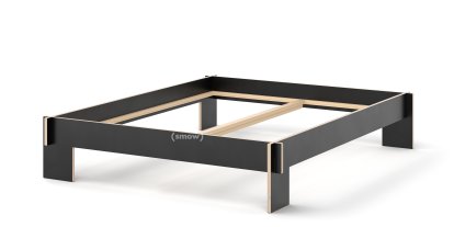 Siebenschläfer Bett, 160 x 200 cm, Ohne Kopfteil, Schwarz, Ohne Lattenrost