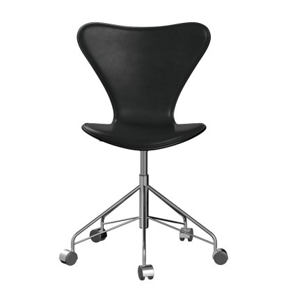 Serie 7 Drehstuhl 3117 / 3217 Frontpolsterung, Ohne Armlehnen, Gefärbte Esche, Black, Black, Chrome